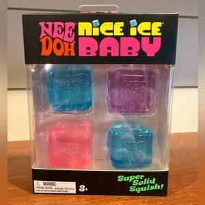Nee Doh Nice Ice Baby 4-Pack Squish Ice Cubes - Pink, Blue, Purple